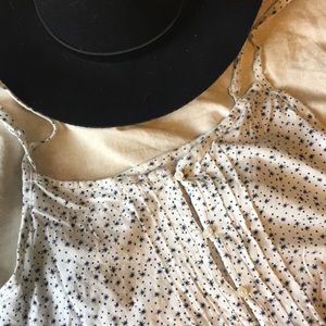 American Eagle White Tank with Blue Pattern